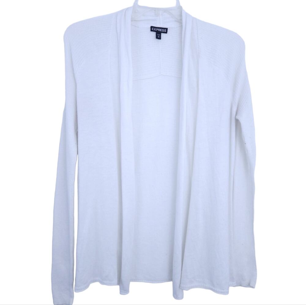 Express Lightweight Cardigan Medium White Sweater Casual, Cashmere Blend